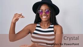  Presentation with american - Slide deck featuring young-african-american-with-braids background and a  colored foreground