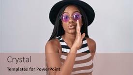  Presentation with talk - Slides consisting of young-african-american-with-braids background and a coral colored foreground