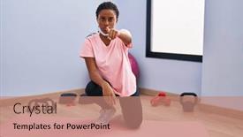  Presentation with sportswear - PPT layouts having young-african-american-with-braids background and a coral colored foreground