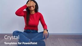  Presentation with blind - Slides consisting of young-african-american-with-braids background and a ocean colored foreground