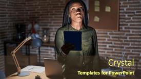  Presentation with working - Theme enhanced with young-african-american-with-braids and a tawny brown colored foreground