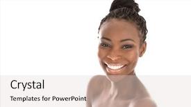  Presentation with black women - Slide deck with young african american woman - black background and a light gray colored foreground