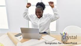  Presentation with architect - Presentation theme having young-african-american-woman-architect background and a  colored foreground