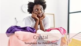  Presentation with laundry - Presentation theme with young-african-american-woman-boring background and a lemonade colored foreground