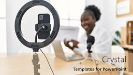  Presentation with radio - Slides featuring young-african-american-woman-business background and a lemonade colored foreground