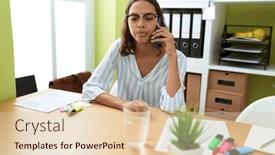  Presentation with african american business - Presentation theme enhanced with young-african-american-woman-business background and a lemonade colored foreground