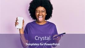  Presentation with tongue - Slide deck enhanced with young-african-american-woman-charging background and a violet colored foreground