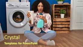  Presentation with room cleaning - Slides consisting of young-african-american-woman-cleaning background and a tawny brown colored foreground