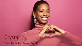  Presentation with true love - Presentation design with young-african-american-woman-confesses background and a coral colored foreground