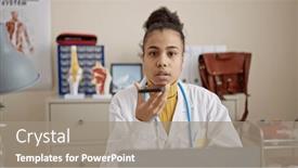  Presentation with voice - PPT theme enhanced with young-african-american-woman-doctor background and a  colored foreground