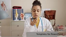  Presentation with voice - Presentation with young-african-american-woman-doctor background and a  colored foreground