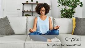  Presentation with yoga - Presentation design featuring young-african-american-woman-doing background and a light gray colored foreground
