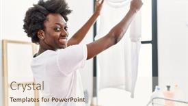  Presentation with laundry - Theme featuring young-african-american-woman-doing background and a sky blue colored foreground