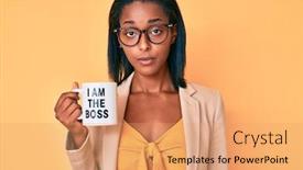  Presentation with coffe - Cool new theme with young-african-american-woman-drinking backdrop and a coral colored foreground