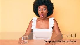  Presentation with drinking glass - Amazing slide deck having young-african-american-woman-drinking backdrop and a coral colored foreground