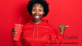  Presentation with beverage - Amazing presentation design having young-african-american-woman-drinking backdrop and a red colored foreground