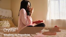  Presentation with american heart - Beautiful presentation design featuring young-african-american-woman-eating backdrop and a red colored foreground