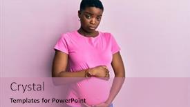  Presentation with angry baby - Presentation theme with young-african-american-woman-expecting background and a coral colored foreground