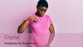  Presentation with african american baby - Slide deck consisting of young-african-american-woman-expecting background and a coral colored foreground