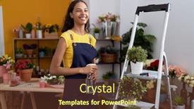  Presentation with diffuser - Presentation design having young-african-american-woman-florist background and a tawny brown colored foreground
