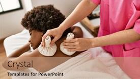  Presentation with african beauty - Presentation with young-african-american-woman-having background and a coral colored foreground