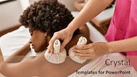  Presentation with african beauty - Slides consisting of young-african-american-woman-having background and a coral colored foreground