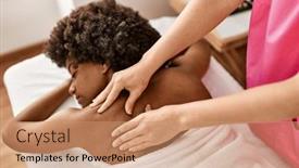  Presentation with african beauty - Presentation theme having young-african-american-woman-having background and a coral colored foreground