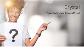  Presentation with african american woman question - Beautiful slides featuring young-african-american-woman-holding backdrop and a light gray colored foreground