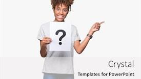  Presentation with african american woman question - PPT theme enhanced with young-african-american-woman-holding background and a white colored foreground