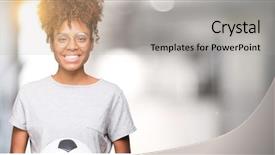  Presentation with african american teen girls - PPT theme enhanced with young african american woman holding background and a light gray colored foreground