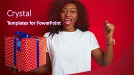  Presentation with proud american - Cool new presentation design with young african american woman holding birthday gift standing over isolated red background screaming proud and celebrating victory and success very excited cheering emotion backdrop and a crimson colored foreground