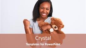  Presentation with proud american - Colorful PPT theme enhanced with young-african-american-woman-holding backdrop and a coral colored foreground