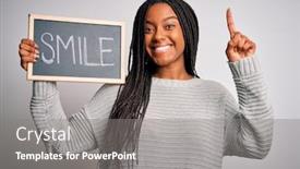  Presentation with african american woman question - Audience pleasing presentation design consisting of young-african-american-woman-holding backdrop and a gray colored foreground