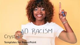  Presentation with racism - Amazing slide set having young-african-american-woman-holding backdrop and a blonde colored foreground
