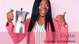  Presentation with italian american - Colorful presentation theme enhanced with young-african-american-woman-holding backdrop and a coral colored foreground
