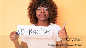  Presentation with racism - Beautiful presentation featuring young-african-american-woman-holding backdrop and a yellow colored foreground