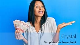  Presentation with hand palm - Slides enhanced with young-african-american-woman-holding background and a light blue colored foreground