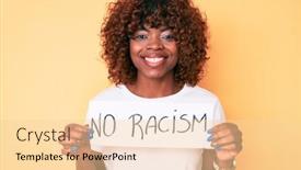  Presentation with racism - Beautiful slide deck featuring young-african-american-woman-holding backdrop and a blonde colored foreground