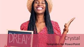  Presentation with american dream - Amazing theme having young-african-american-woman-holding backdrop and a red colored foreground