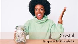  Presentation with holding hands - Slide set enhanced with young-african-american-woman-holding background and a coral colored foreground