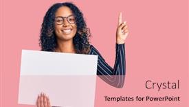  Presentation with african american woman question - Audience pleasing PPT layouts consisting of young-african-american-woman-holding backdrop and a coral colored foreground