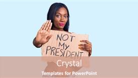  Presentation with african american protest - Slide set consisting of young-african-american-woman-holding background and a coral colored foreground