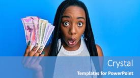  Presentation with american indian - Beautiful slide deck featuring young-african-american-woman-holding backdrop and a teal colored foreground