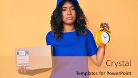  Presentation with woman crying - PPT theme consisting of young-african-american-woman-holding background and a yellow colored foreground