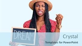  Presentation with american dream - Amazing theme having young-african-american-woman-holding backdrop and a sky blue colored foreground