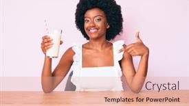  Presentation with proud american - Presentation design consisting of young-african-american-woman-holding background and a coral colored foreground