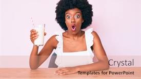  Presentation with american - Slide deck featuring young-african-american-woman-holding background and a coral colored foreground