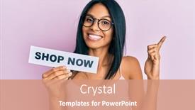  Presentation with now - Cool new PPT layouts with young-african-american-woman-holding backdrop and a coral colored foreground