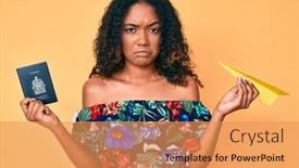  Presentation with canadian - PPT theme featuring young-african-american-woman-holding background and a yellow colored foreground
