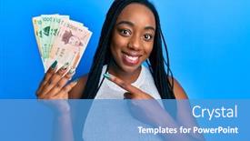  Presentation with south korean - Presentation design consisting of young-african-american-woman-holding background and a teal colored foreground